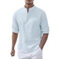 thumbnail image 1 of PMUYBHF T-Shirts Graphiques pour Hommes Mode Décontractée Printemps et Automne Couleur Unie Col à Boutons Manches Longues, 1 of 6