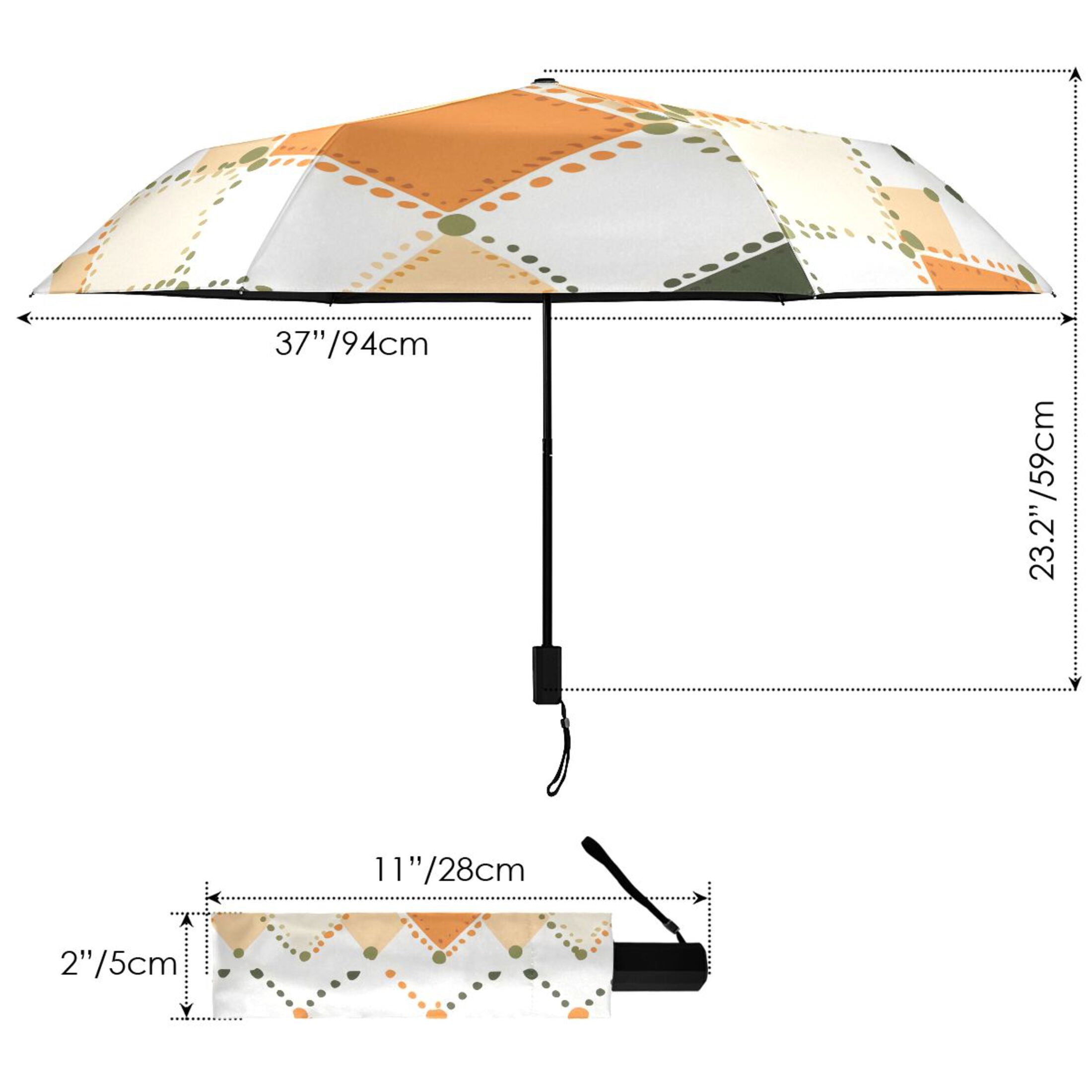 ALAZA Checkered Grid Pattern UPF 50+ Compact Folding Umbrella for Rain Travel Umbrella Packable