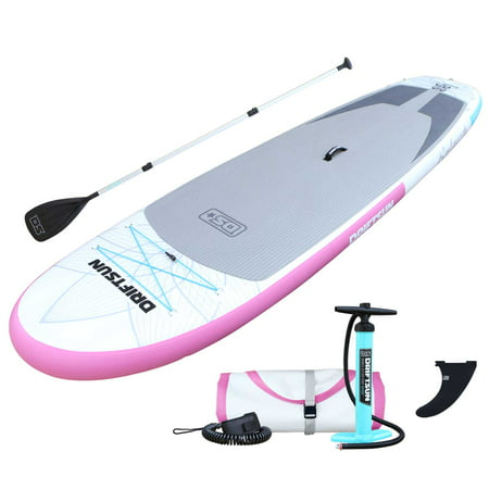 Driftsun 11 Foot Extra Wide Stable Inflatable Paddle Board, Yoga Balance Stand Up SUP Package with Travel Backpack, Adjustable Paddle, Coil Leash, 11 Feet x 34 Inches,