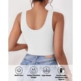 thumbnail image 2 of Crop Tops AURUZA Camiseta sin mangas con cuello en U para mujer, color blanco, 2 of 6