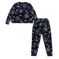 thumbnail image 3 of HELLHERO Halloween Pajama for Women Bat Spider Web Printed Sleepwear Crewneck Loungewear Mushroom Printed Soft Pjs Lounge Sets, L, 3 of 5