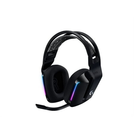 Logitech G733 LIGHTSPEED Wireless Gaming Headset with suspension headband, LIGHTSYNC RGB, Blue VO!CE mic technology and PRO-G audio drivers, Black