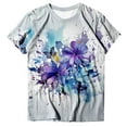 thumbnail image 4 of ZMHEGW Womens T Shirts Trendy Summer Casual Fashion Round Neck Short Sleeve Flower Butterfly Print Top Tshirts, 4 of 4