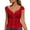 Red, variant on Tshirts Shirts for Women Women's Solid V Neck Short Sleeve T Shirt Elegant Ruffle Collar Slim Fit Open Front Cardigan Style Sleeveless Top for Casual Beige L