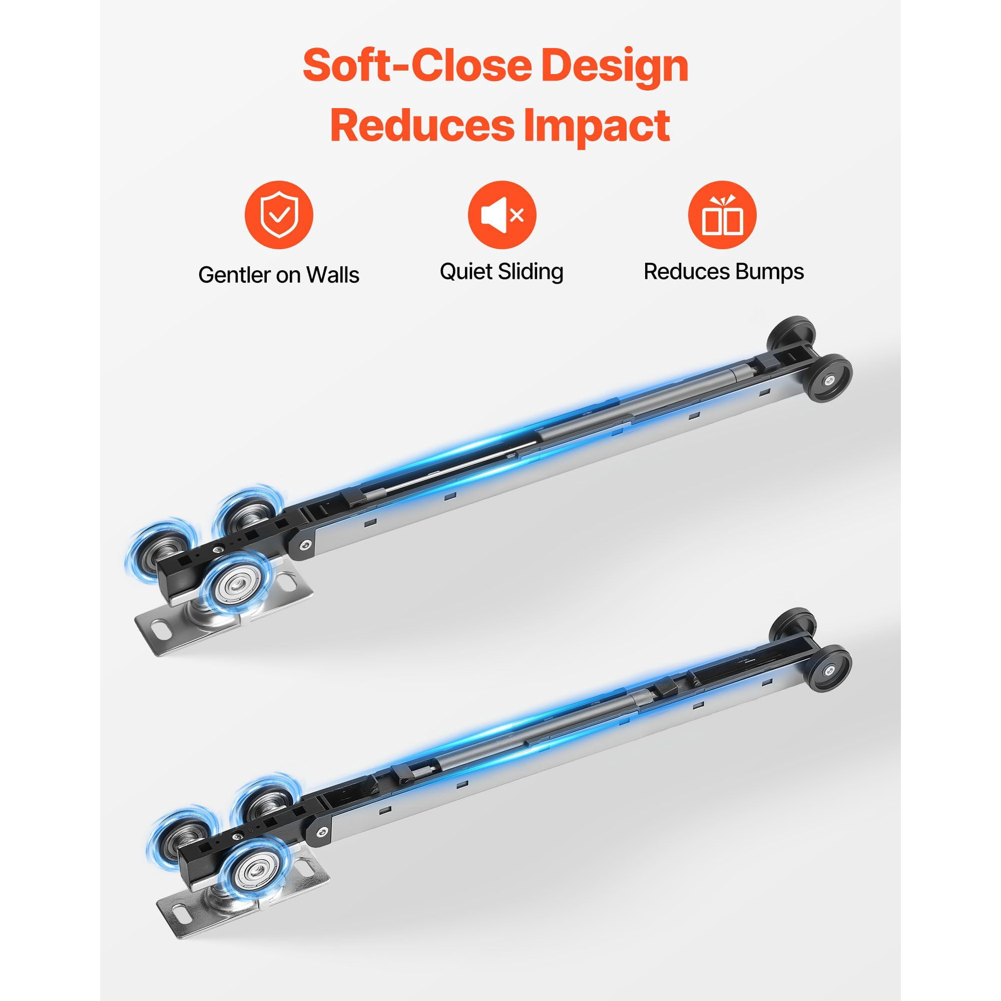 Pocket Door Track Kit 56.73 Inch Soft-Close Aluminum Alloy for 30 Inch Wide Doors Bedroom Closet