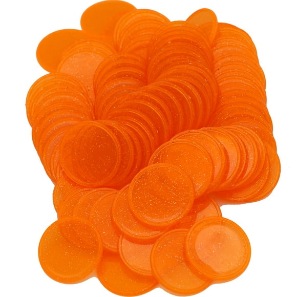 Hakitaroom Juego De 100 Fichas De Juego De Fichas De Póquer De Plástico Opaco Con Caja De Almacenamiento (Naranja Estrellado De 1,26 Pulgadas)