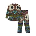 thumbnail image 2 of Kll Boho Owl Sleepwear Mens Flannel Pajamas,Long Cotton Pj Set, 2 of 9