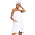 thumbnail image 3 of Women's Towel Wrap Bathrobe, Terry Cloth Cotton Towels Robe with Velcro, 3 of 9