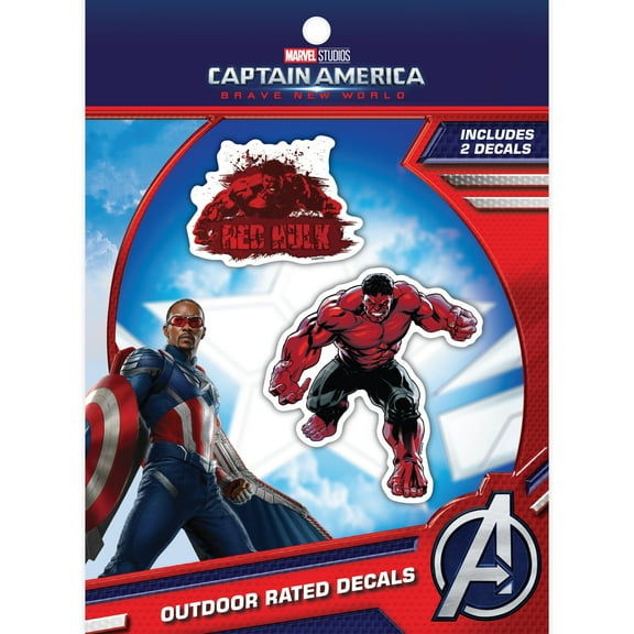 Captain America: Brave New World Decals - Set of 2 Red Hulk Stickers for Truck Water Bottle Bike Helmet Laptop Skateboard - Outdoor Rated Water Resistant Vinyl Decals