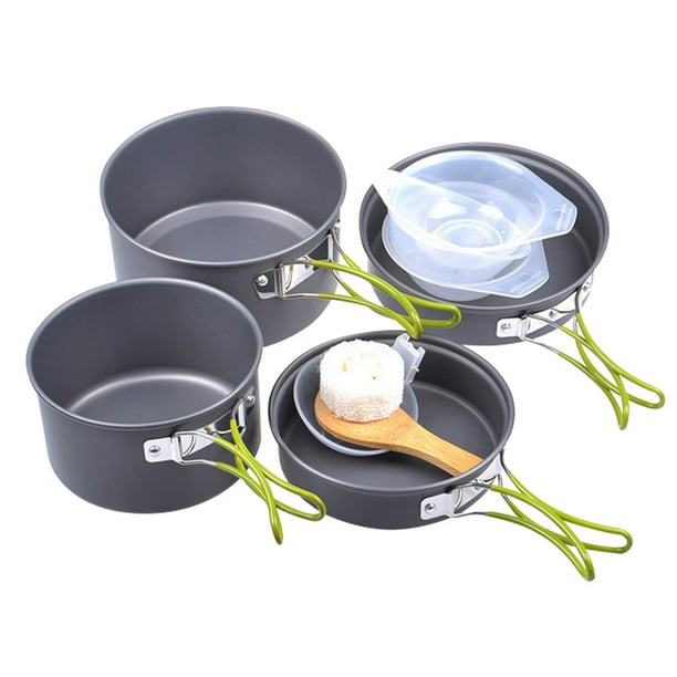 1 juego de utensilios de cocina para acampar, kit portátil para exteriores, juego de ollas y sartenes de alúmina