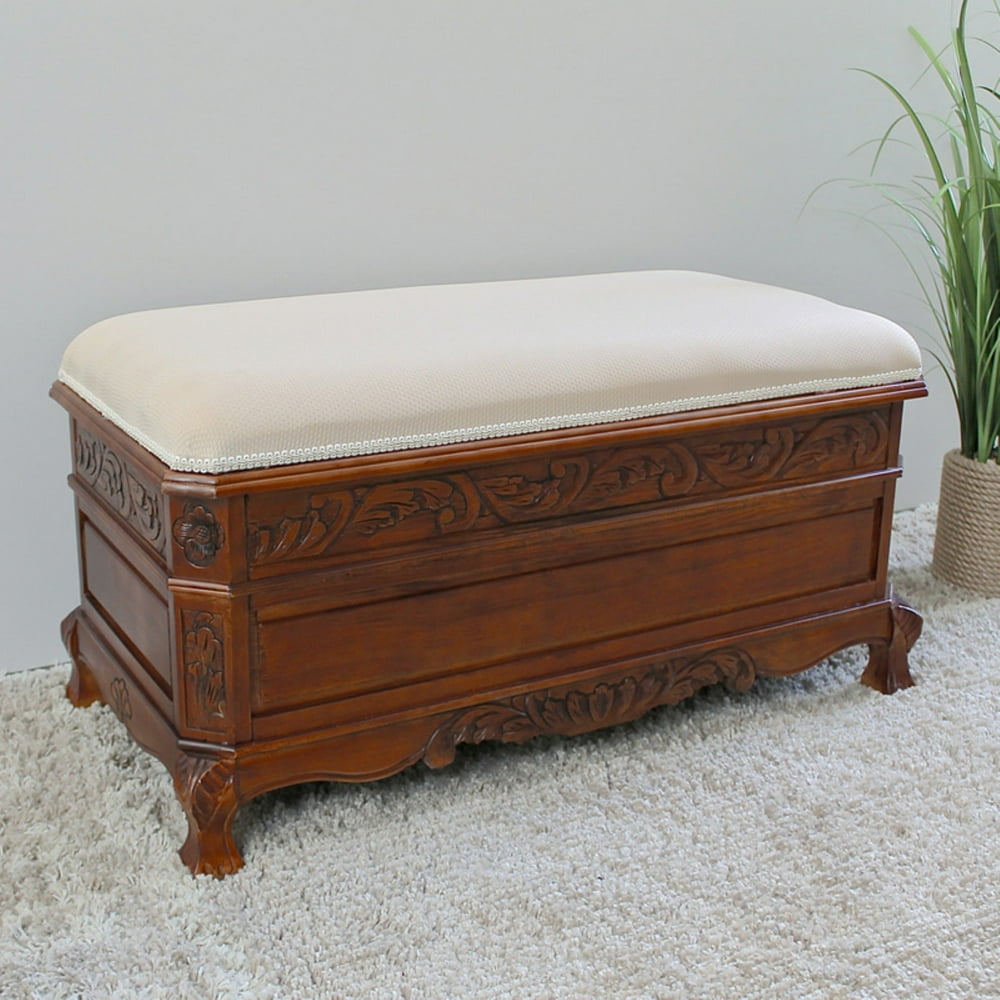 International Caravan Windsor HandCarved Ornate Hope Chest Bench