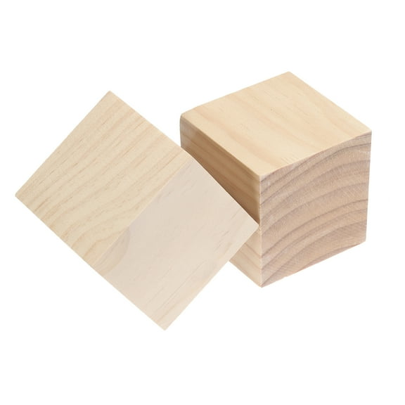 Uxcell 2Pcs Wood Blocks, 2.5"x2.5"x2.5" Square Unfinished Wood Cube for DIY, Arts Decoration, Crafts Whittling