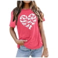 thumbnail image 1 of TSADFHJI Hauts d'Hiver Chauds pour Femmes, T-Shirt d'Été Imprimé Confortable et à la Mode en Coton Coloré à Manches Courtes Rouge Melon D\'eau, 1 of 4