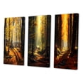 thumbnail image 3 of Designart "Warm Autumn Sunlight Illuminating the Forest I" Forest Wall Art Set Of 3 - Traditional Yellow Canvas Set For Living Room Decor, 3 of 6