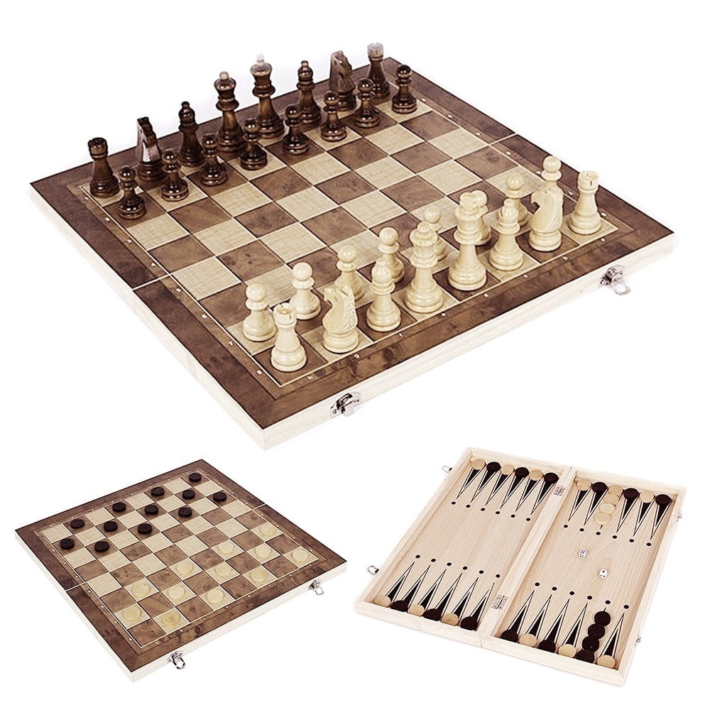 3 In 1 Foldable Chess Kit Chess Board Kid Chess Puzzle Board Game