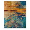 thumbnail image 3 of Designart 'Whirly Blue Waves Under Orange Sunset' Nautical & Coastal Print on Natural Pine Wood, 3 of 5