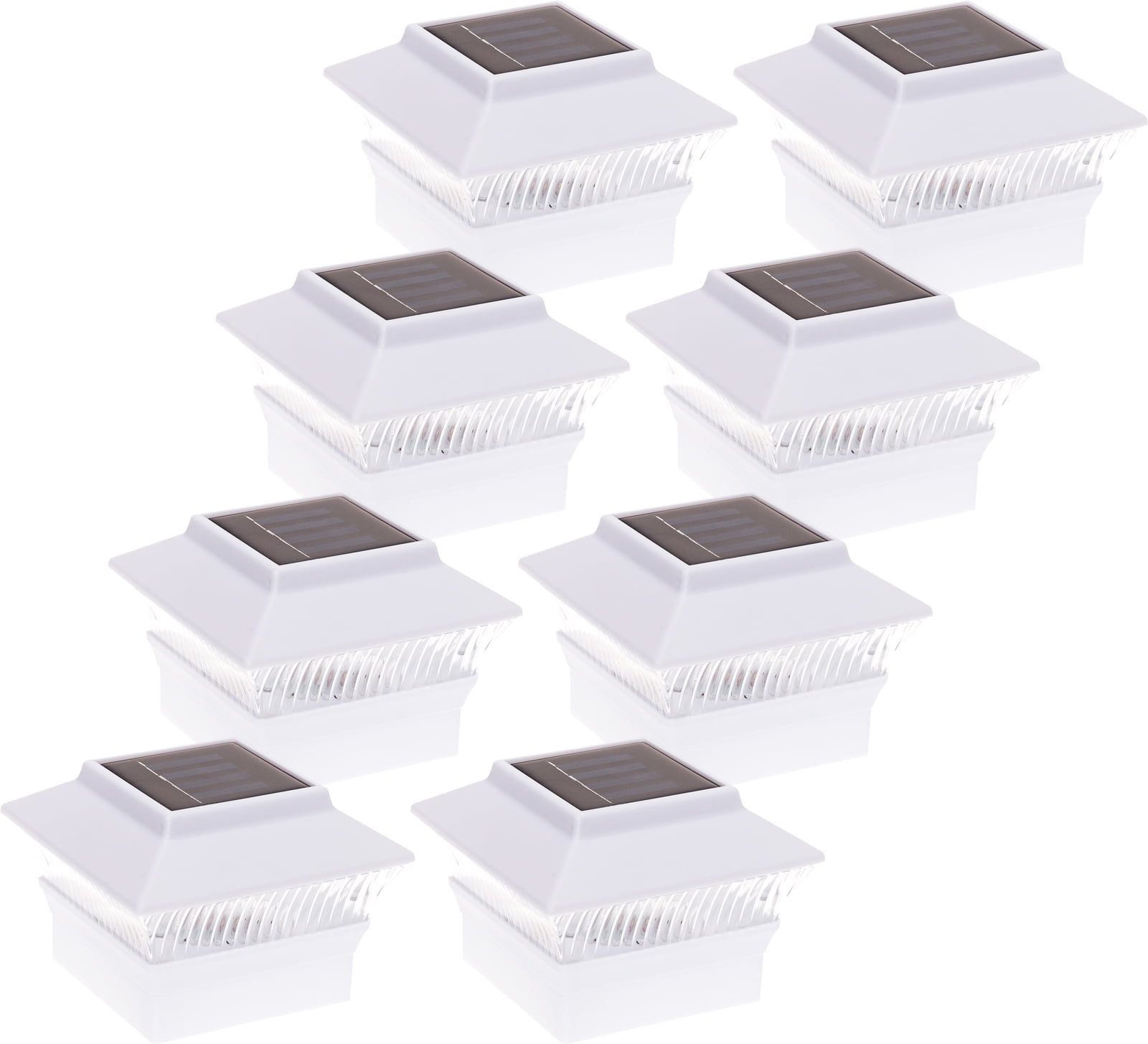 Photo 1 of 8 Pack Solar Powered 4 x 4 LED Fence Post Cap Lights for PVC Posts by GreenLighting (White) --- Box Packaging Damaged, Item is New
