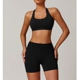 thumbnail image 2 of PISONIC 2 Piece Womens Workout Set Halter Neck Straps Sport Bra Matching Booty Lifting Shorts Gym Yoga Active Outfits, 2 of 6