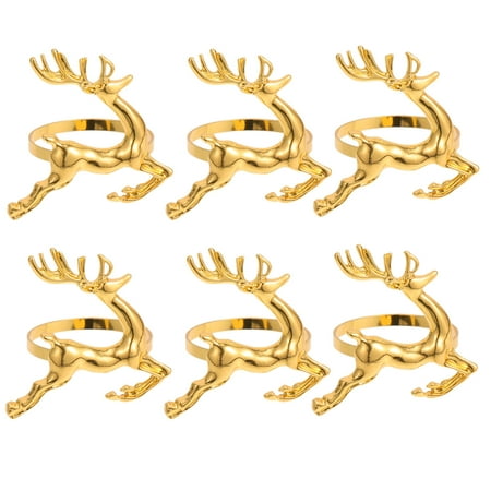 

HOMEMAXS 6Pcs Decorative Elk Shaped Napkin Rings Buckles Xmas Party Table Napkin Holders Decors