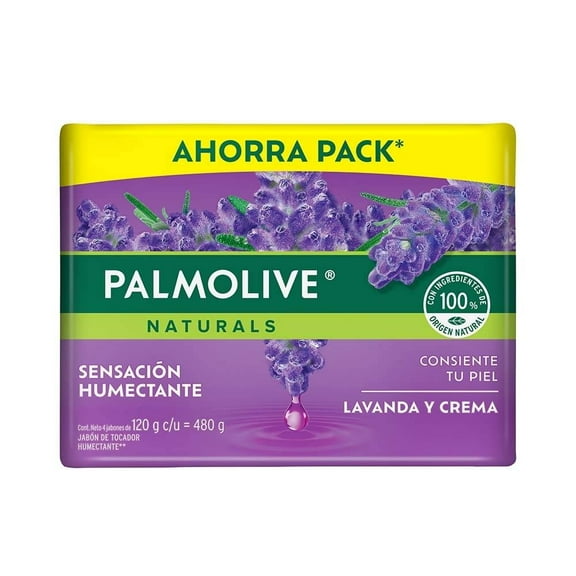 Jabon de Baño Palmolive Naturals Sensación Humectante Lavanda y Crema 4 x 120 g