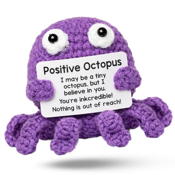 Positive Octopus - Emotional Support Crochet Dolls, Positive Crochet Animals, Emotional Support Plush Gift, Stuffed Animal for Anxiety & Stress Relief