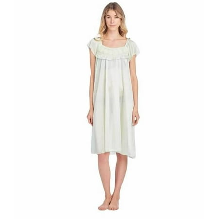 

Dream8Teen Women s Fancy Lace Neckline Silky Tricot Nightgown 9032 Lt. Green XX-Large