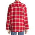 thumbnail image 3 of No Boundaries Juniors Faux Sherpa Lined Plaid Flannel Top, 3 of 6