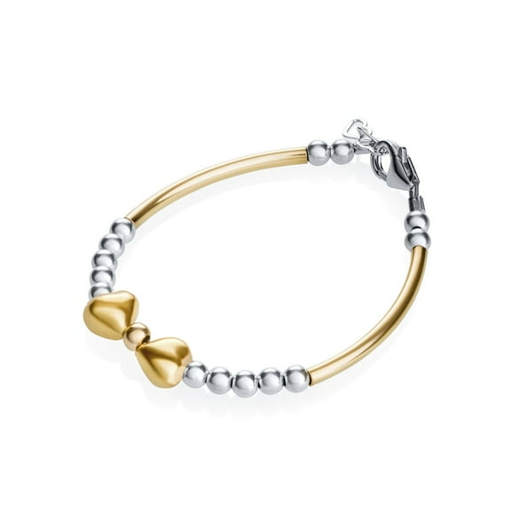 Delicate baby girl banglet bracelet with gold bow | Sterling silver beads | luxury child bracelet gift (BN09)