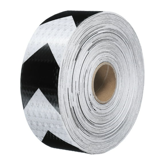 Uxcell Reflective Tape, Waterproof Self Adhesive High Visibility Caution Safety Tape for Trucks Trailers Cars White/Black