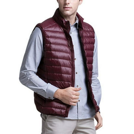 

CVLIFE Mens Lightweight Packable Full Zip Up Down Vest with Stand Collar Side Pockets Water Resistant Warm Padded Vest Coat for Backpacking Hiking Travel Sport Work Outwear