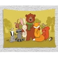 thumbnail image 1 of Forest Tapestry, Animals of the Forest with Deer Raccoon Deer Birds Squirrel Friendship Companionship, Wall Hanging for Bedroom Living Room Dorm Decor, 80W X 60L Inches, Multicolor, by Ambesonne, 1 of 2