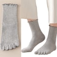 thumbnail image 2 of Ruffle Accent Toe Socks Breathable Fabric Sock for Casual Outfits and Long Hours Daily Wear Separated Toe Socks, 2 of 9
