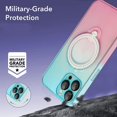 thumbnail image 4 of Compatible with iPhone 15 Pro Max Case with Ring Stand, Compatible with MagSafe, Luxury Clear Bumper Gradient Cover Built-in Invisible Stand Military Grade Shockproof Phone Cover Case, 4 of 9