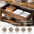 thumbnail image 3 of Yaheetech Lift Top Coffee Table with Hidden Compartment & Open Shelf, Rustic Brown, 3 of 8