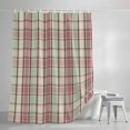 thumbnail image 3 of Shower Curtains for Bathroom, Buffalo Plaid Waterproof Fabric Shower Curtain, Farmhouse Red Green Beige Check Gingham Decorative Bathroom Curtain for Bathtub, 36"x72", No Hooks Included, 3 of 9