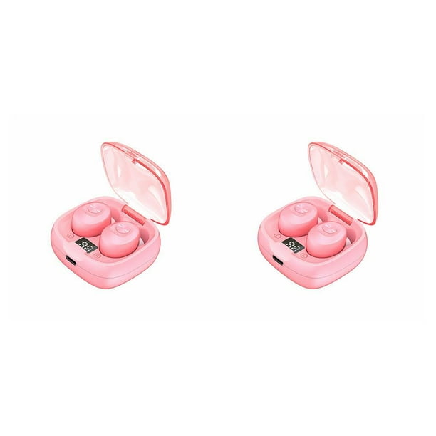 Bearachild Par automático Bluetooth 5.0 Auricular Teléfono Tablet Estéreo Auriculares inalámbricos Auriculares intrauditivos con estuche de carga rosa 2piezas