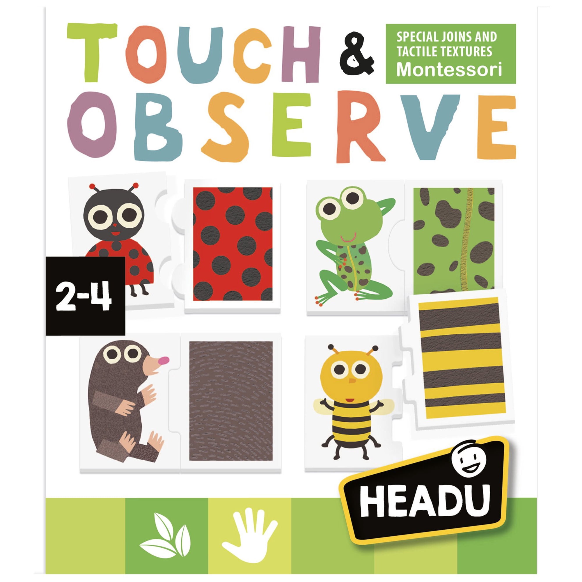 Headu: Touch & Observe – Puzzle Matching Game, Double-Sided Tiles, Animal Scene, Sensory Texture Play, Color-Shape-Pattern, Montessori, Toddlers 2-4
