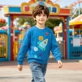 thumbnail image 4 of Toddler Boys Cotton Graphic Sweatshirt Long Sleeve Casual Cute Crewnek Kids Fashion Shirts Blue 3 T, 4 of 8