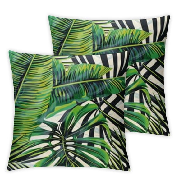 BANET Pillow Covers Green Banana Leaves Throw Pillow Covers Plant Outdoor Decorative Pillowcase Square Cushion Cover for Couch Bed Sofa Home Patio (Pack of 2) 12x12in