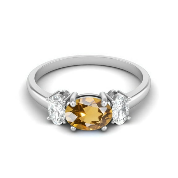 1.50 Cts Citrine 925 Sterling Silver Three-Stone Past, Present and Future Ring