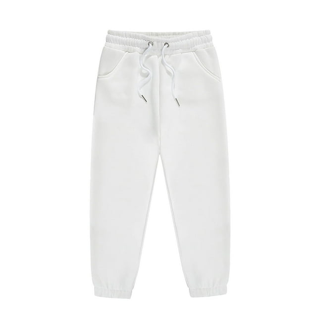 Girls' Autumn Winter Sports Pants - Elastic Waist, Polyester, Long Length - for 2-13 Years, Suitable for School/Gym