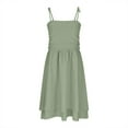 thumbnail image 5 of RYRJJ Women's Smocked Ruched A Line Swing Dress Tie Shoulder Spaghetti Strap Double Layered Flowy Cami Dress Sleeveless Cute Sundress(Army Green,S), 5 of 7