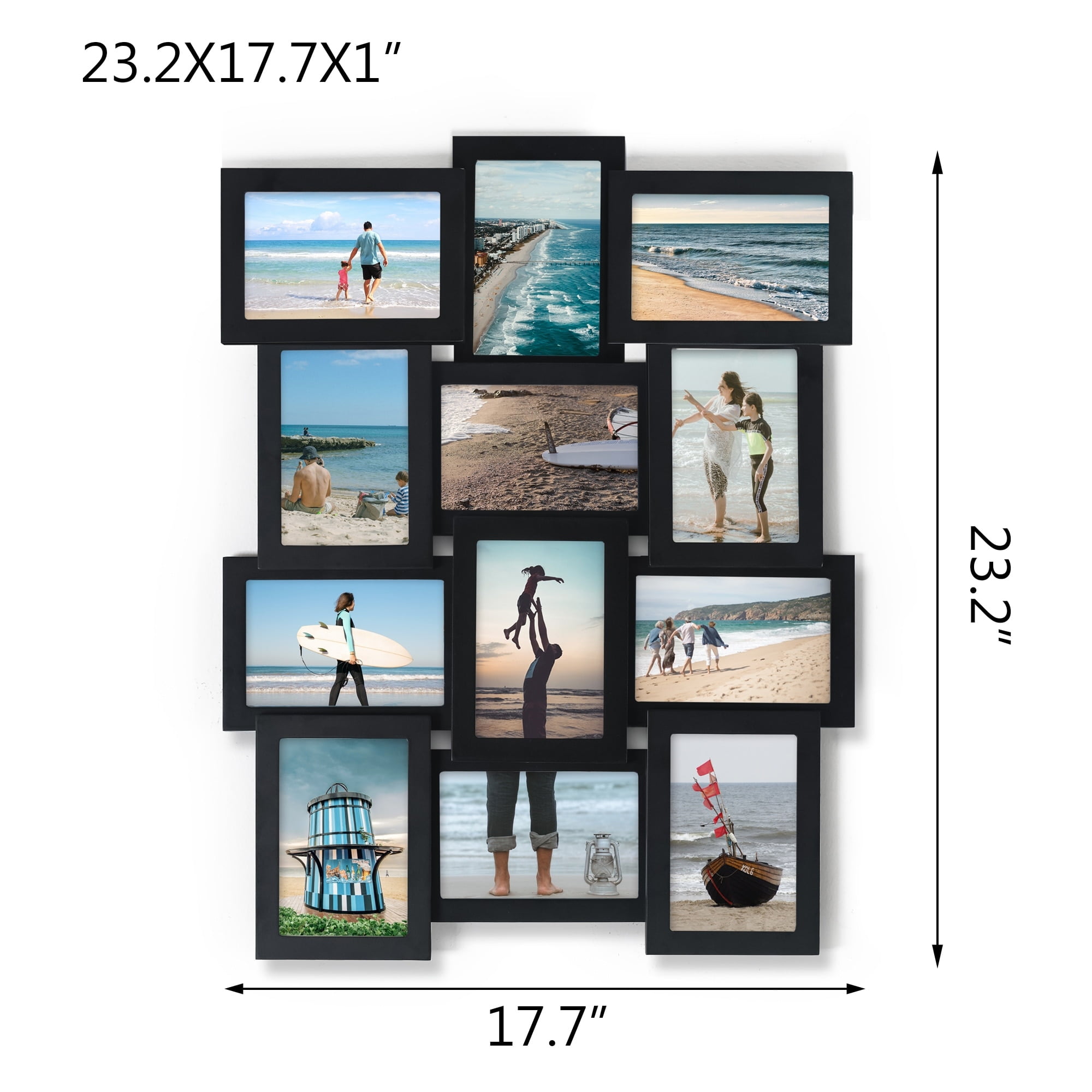 Adeco White Wall Collage Frame with Twelve 4x6-inch openings