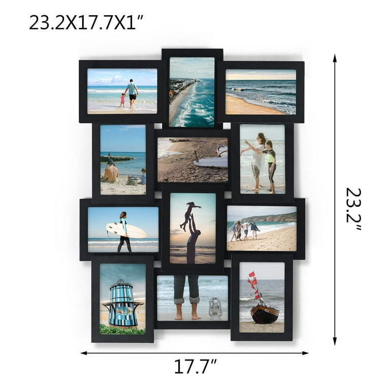 Adeco 12 Opening 4 x 6 Black Collage Wall Picture Frame - On Sale