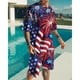 thumbnail image 2 of Traje casual de moda hawaiana para hombre, bandera del Día de la Independencia con fuegos artificiales geométricos creativos, estampado digital 3D, pantalones de playa para niños, 2 of 4