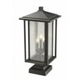thumbnail image 4 of 3 Light Outdoor Square Pier Mount Lantern In Seaside Style 11 Inches Wide By 23.5 Inches High-Black Finish Z-Lite 554Phxls-Sqpm-Bk, 4 of 4