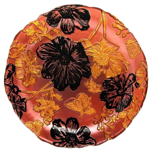 Grenade Rouge 4403-4 Assiettes Latérales Papillon, Rose, Or et Noir - Ensemble de 4