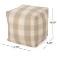 thumbnail image 6 of GDF Studio Prestage Modern Fabric Checkered Cube Pouf, Ivory and Tan, 6 of 6