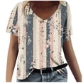 thumbnail image 1 of Tops Cortos para las Mujeres Impresión V-Cuello Suéter Blusa, Manga Corta de Poliéster Top de Moda, Lavado a Mano Todas las Estaciones Desgaste Casual, 1 of 4