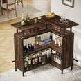 thumbnail image 4 of Tribesigns L-Shaped Liquor Bar Table, Home Bar Unit with Stemware Racks and 2-Tier Shelves, Brown, 4 of 7